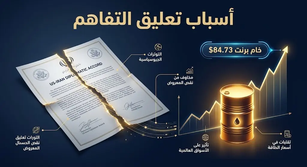 إنفوجرافيك يوضح أسباب تعليق إيران التزامها بمذكرة التفاهم مع واشنطن وتأثير ذلك على قفزة أسعار خام برنت