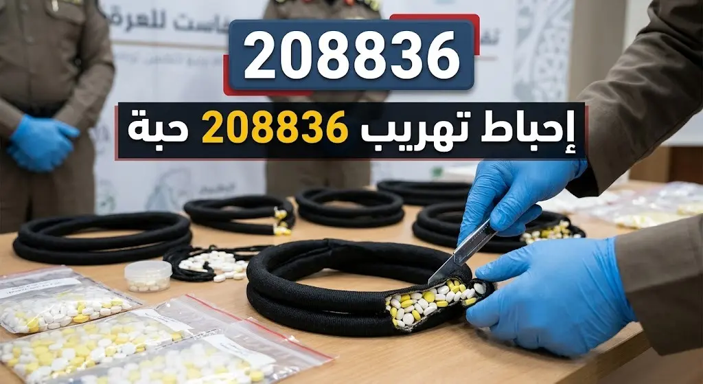 إحباط محاولة تهريب 208836 حبة إمفيتامين مخبأة داخل حبال العقال في منفذ الحديثة والإيقاع بمستقبليها