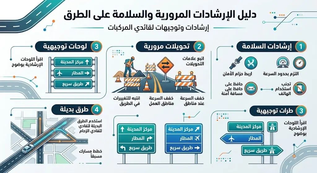 إرشادات مرورية وتوجيهات لقائدي المركبات