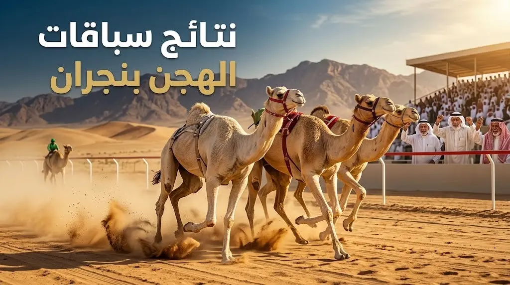 إعلان نتائج منافسات سباق سن اللقايا بميدان الهجن في منطقة نجران