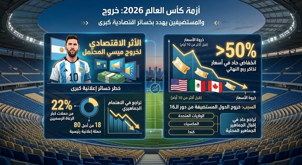 احتمالية خروج ميسي من كأس العالم 2026 تهدد بخسائر اقتصادية كبرى وتراجع حاد في أسعار التذاكر