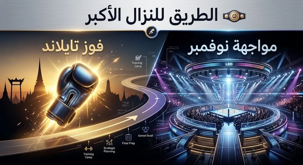تصميم يوضح مسار انتصار تايسون في تايلاند واستعداده للنزال الأكبر في نوفمبر