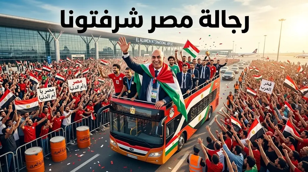 استقبال حاشد لبعثة منتخب مصر في مطار العلمين واتحاد الكرة يقرر مضاعفة راتب حسام حسن
