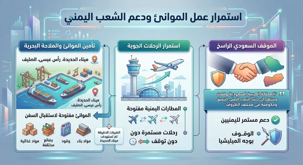 استمرار عمل الموانئ ودعم الشعب اليمني