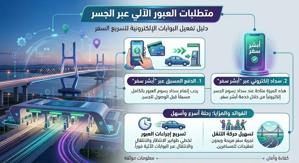اشتراطات تفعيل العبور الآلي عبر الجسر