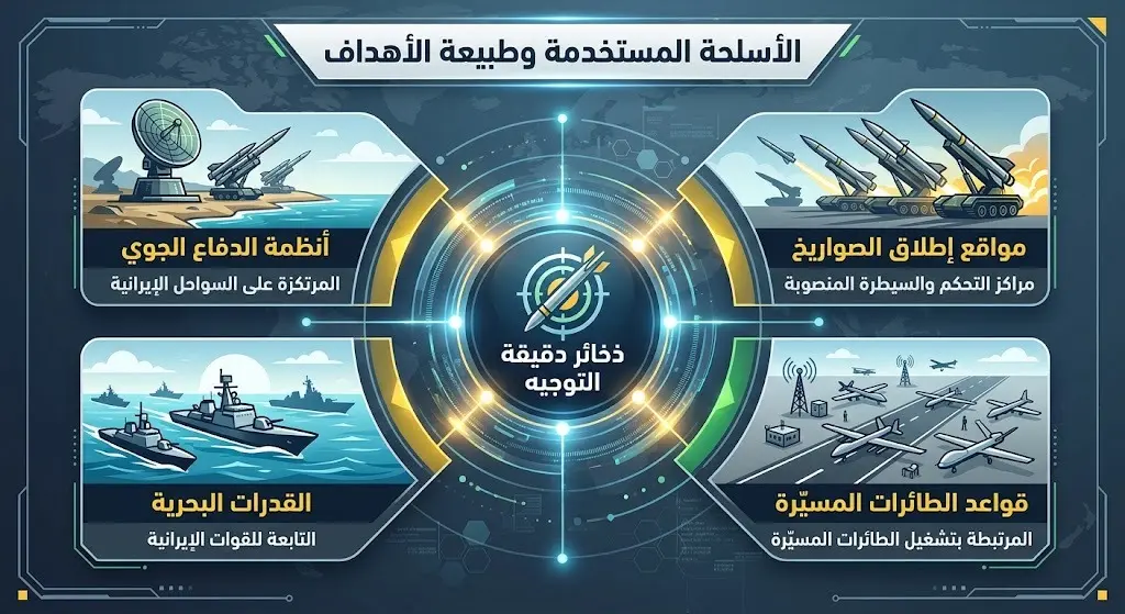 الأسلحة المستخدمة وطبيعة الأهداف
