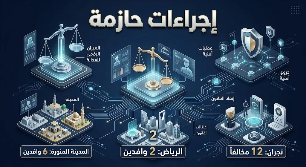 إنفوجرافيك يستعرض إحصائيات الإجراءات الأمنية وحالات التوقيف لمخالفي الآداب العامة في عدة مناطق