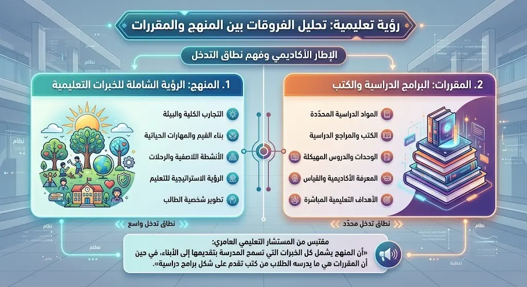 الإطار الأكاديمي والفروقات بين المنهج والمقررات