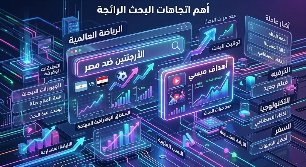 تصميم إنفوجرافيك يستعرض الكلمات المفتاحية وأكثر الجمل بحثاً على جوجل عقب انتهاء المباراة.
