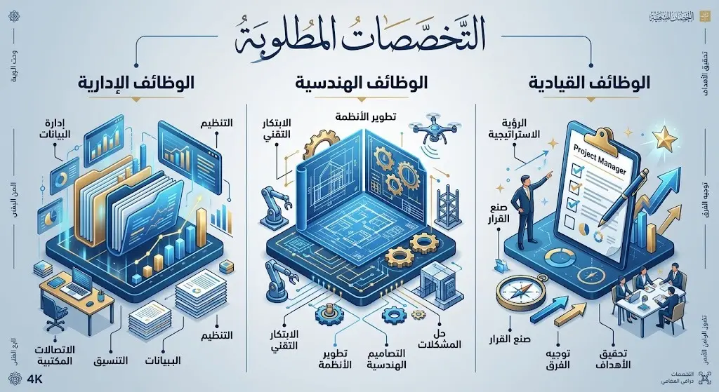 إنفوجرافيك يوضح التخصصات الإدارية والهندسية والقيادية المطلوبة في وظائف شركة بارسونز