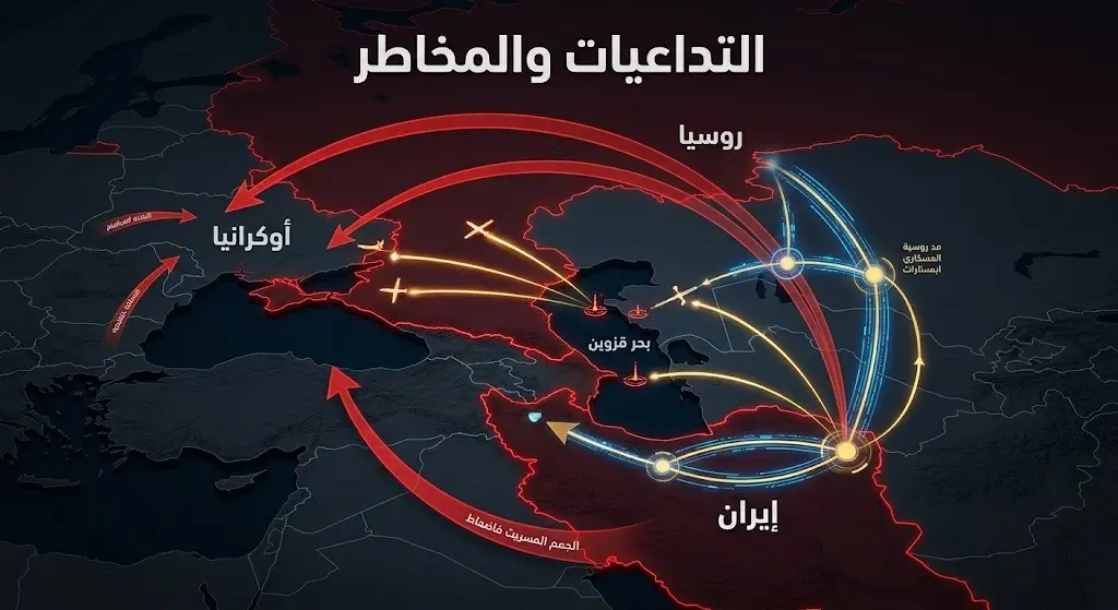 خريطة تفاعلية وإنفوجرافيك يوضح موقع الهجمات في بحر قزوين ومدى التهديدات الصاروخية الإيرانية تجاه أوكرانيا