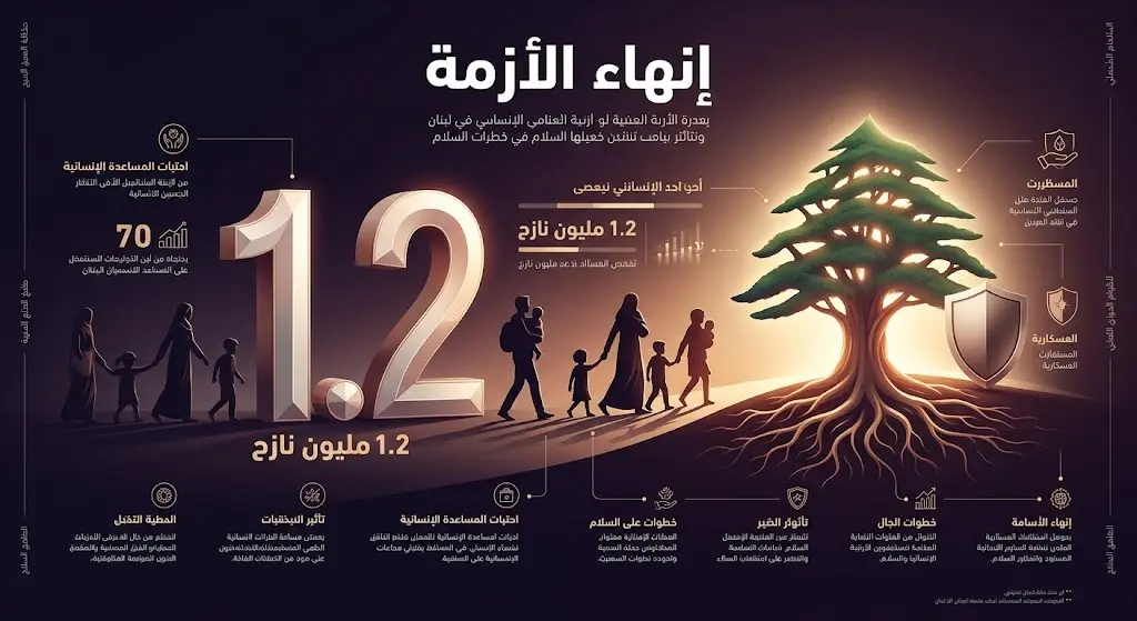 إنفوجرافيك يسلط الضوء على تطلعات إنهاء الأزمة اللبنانية وتوثيق نزوح 1.2 مليون مواطن