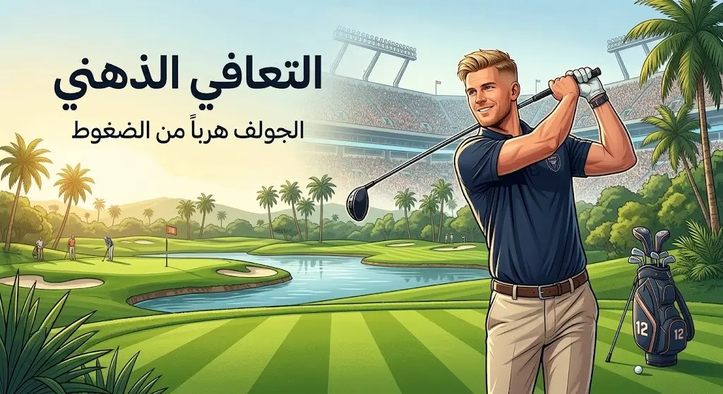 تصميم تعبيري يظهر المهاجم النرويجي وهو يمارس الجولف للاسترخاء الذهني بعيداً عن ضغط مباريات كرة القدم