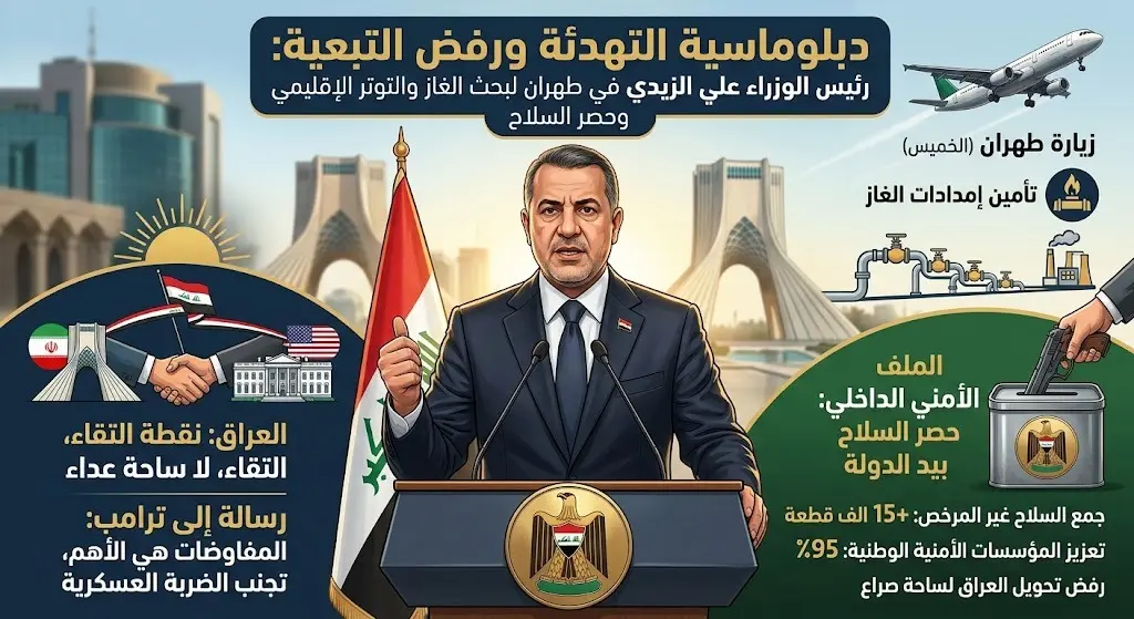 الحكومة العراقية ترفض مناقشة ملف السلاح في طهران ورئيس الوزراء يبحث غدا أزمة الغاز والتوتر الإقليمي