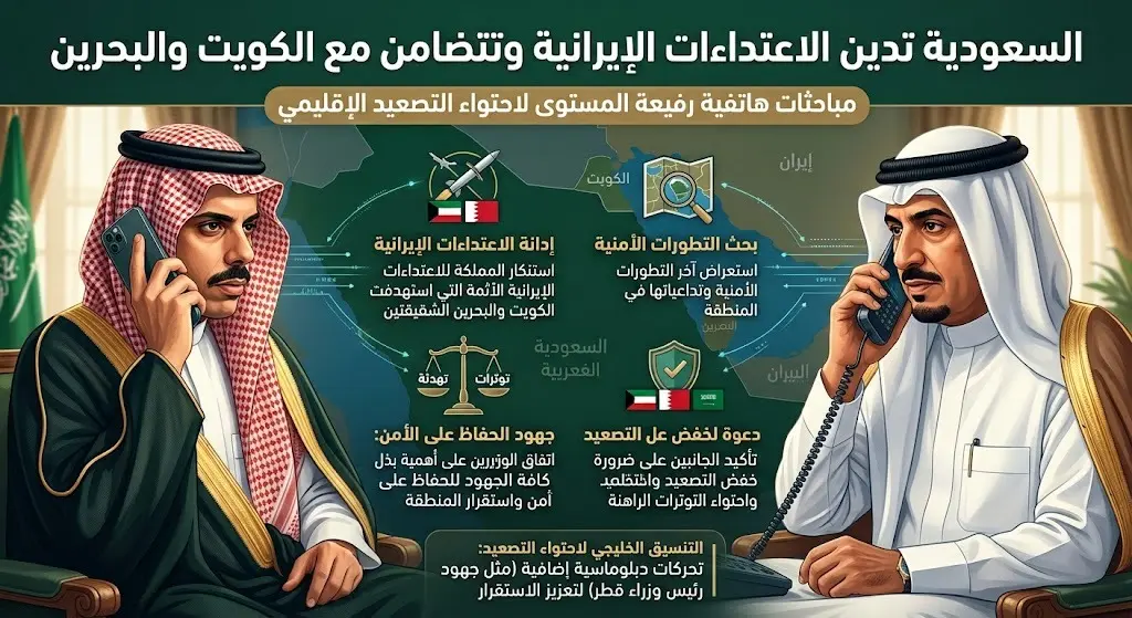 السعودية تدين الاعتداءات الإيرانية على الكويت والبحرين خلال مباحثات هاتفية لاحتواء التصعيد الإقليمي