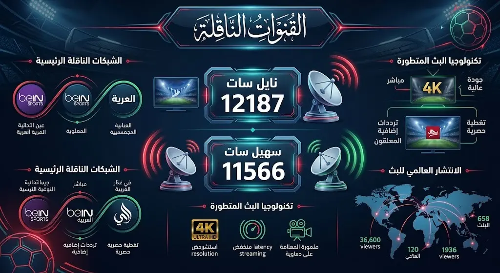 إنفوجرافيك يوضح القنوات الناقلة لمباراة المغرب وكندا وتردداتها على القمرين نايل سات وسهيل سات