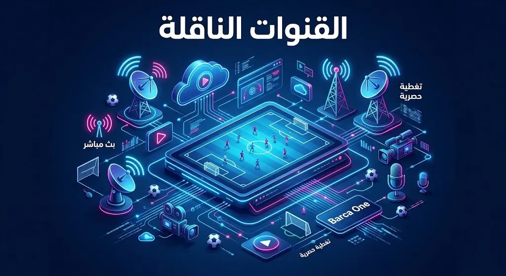 إنفوجرافيك يبرز القنوات والمنصات الرقمية الناقلة لمباراة برشلونة ويوروبا