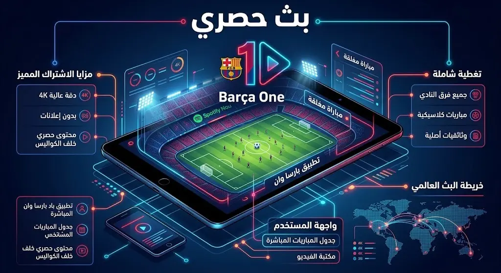 إنفوجرافيك يوضح حصرية البث الرقمي لمباراة برشلونة ويوروبا على منصة بارسا وان