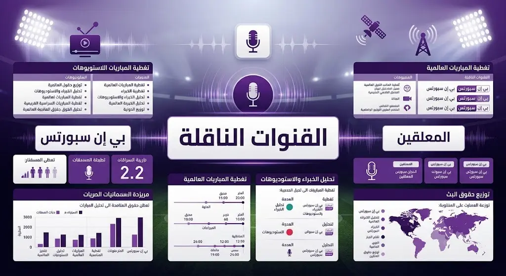 إنفوجرافيك رياضي يوضح القنوات التلفزيونية الناقلة لمباراة فرنسا وإسبانيا عبر شبكة بي إن سبورتس.