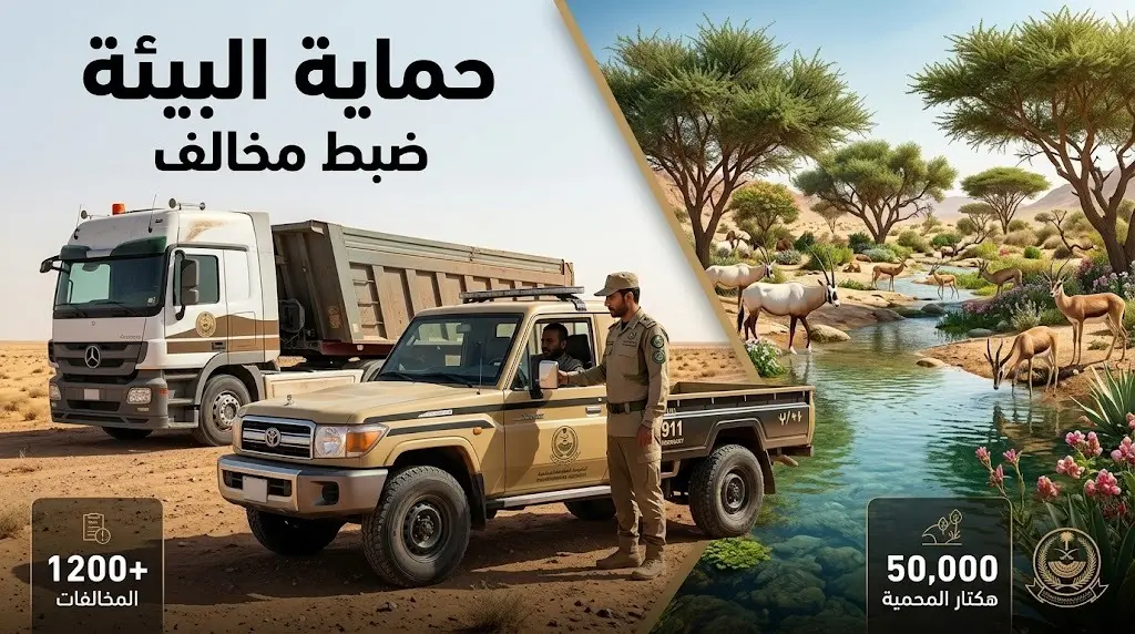 القوات الخاصة للأمن البيئي تضبط مخالفا داخل الروضات المحمية وتحذر من غرامات تصل إلى عشرة ملايين ريال
