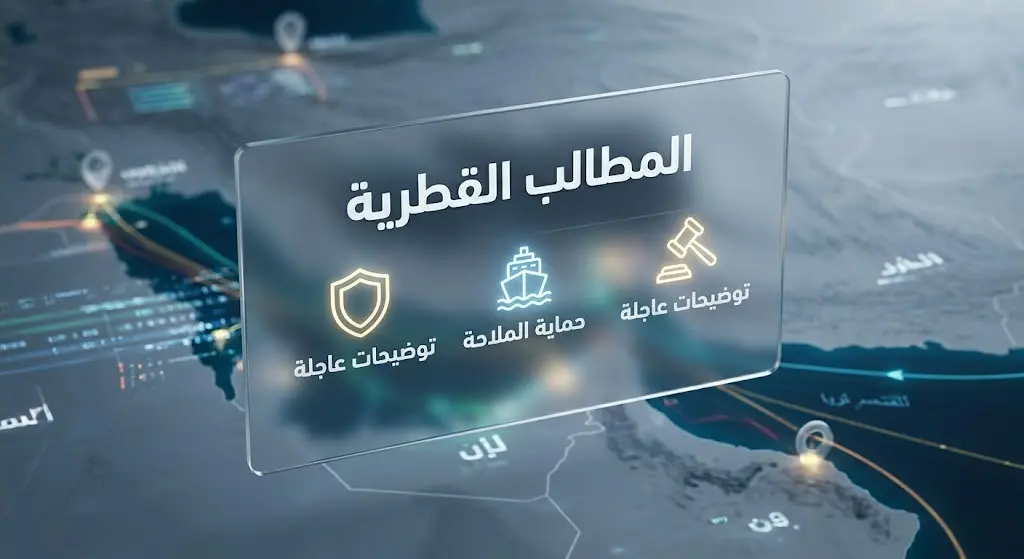 إنفوجرافيك يستعرض المطالب القطرية الموجهة لإيران لتأمين الملاحة