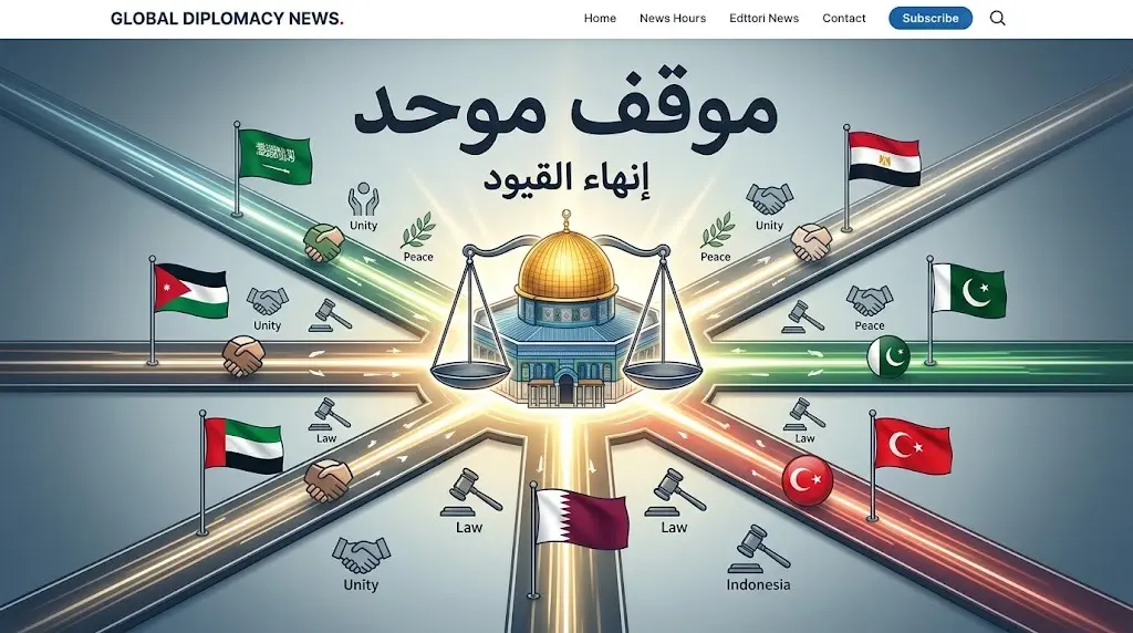 تصميم يعبر عن توحيد الجهود الدبلوماسية لثماني دول عربية وإسلامية للمطالبة بإنهاء القيود على المسجد الأقصى.