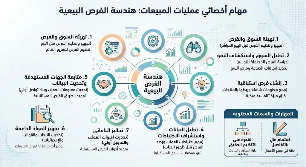المهام والمسؤوليات لأخصائي عمليات المبيعات