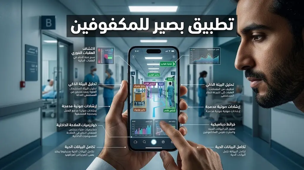 المهندس محمد العمري يكشف تفاصيل تطبيق بصير لتوجيه المكفوفين داخل المستشفيات بالذكاء الاصطناعي