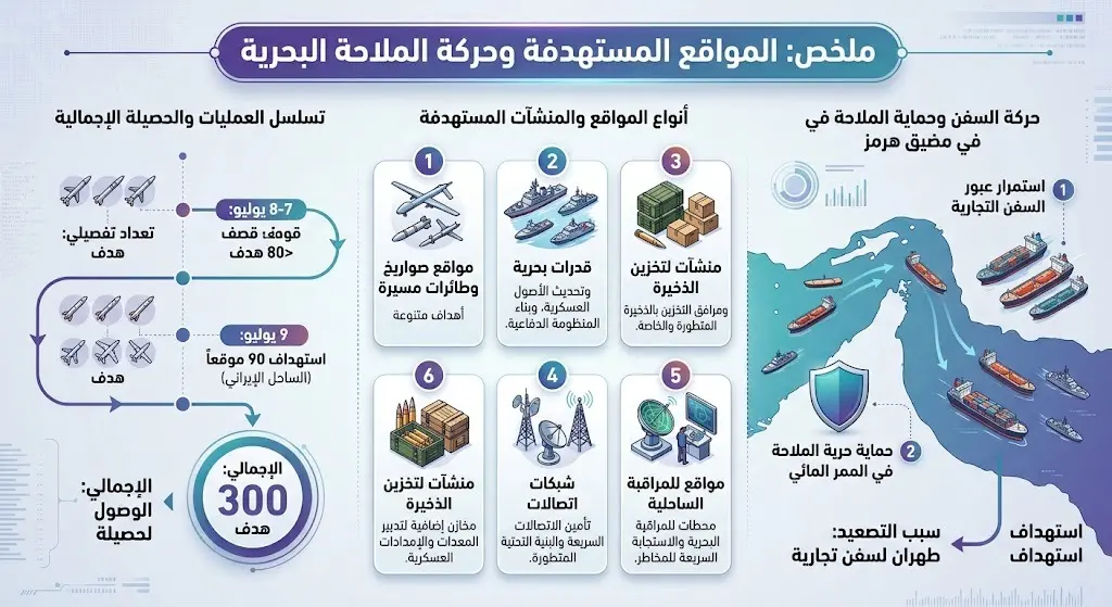 المواقع المستهدفة وحركة الملاحة