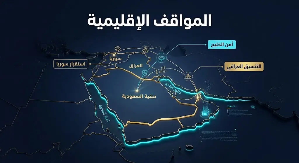 إنفوجرافيك للمنطقة العربية يوضح المواقف السياسية السعودية تجاه القضايا الإقليمية