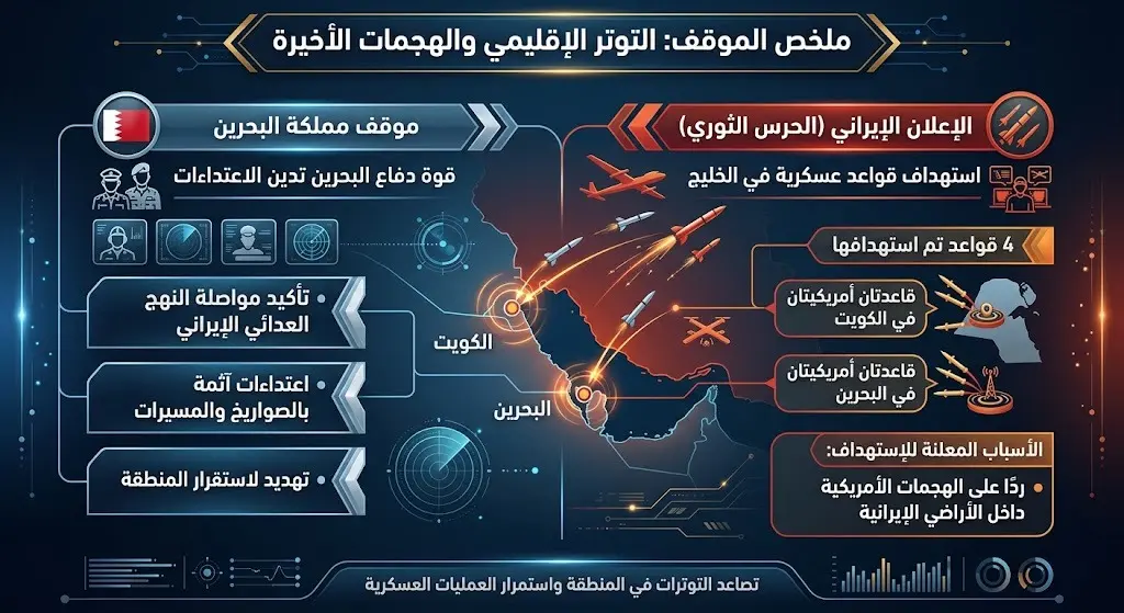 الموقف البحريني والإعلان الإيراني عن الهجمات