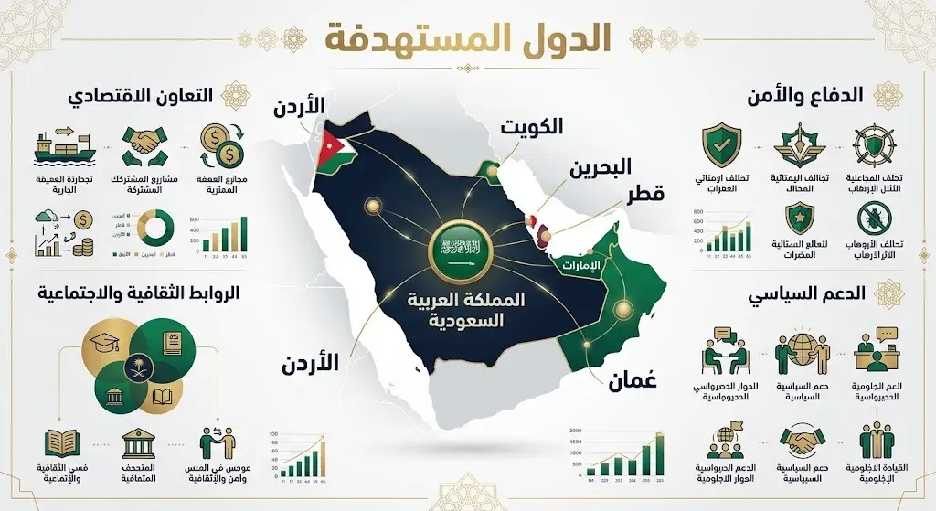 إنفوجرافيك يوضح الدول العربية والخليجية التي طالتها الاعتداءات وأكدت السعودية تضامنها معها.