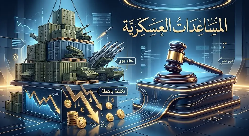 تصميم إنفوجرافيك يوضح التباين في الموقف الأمريكي تجاه تكلفة المساعدات العسكرية لأوكرانيا.