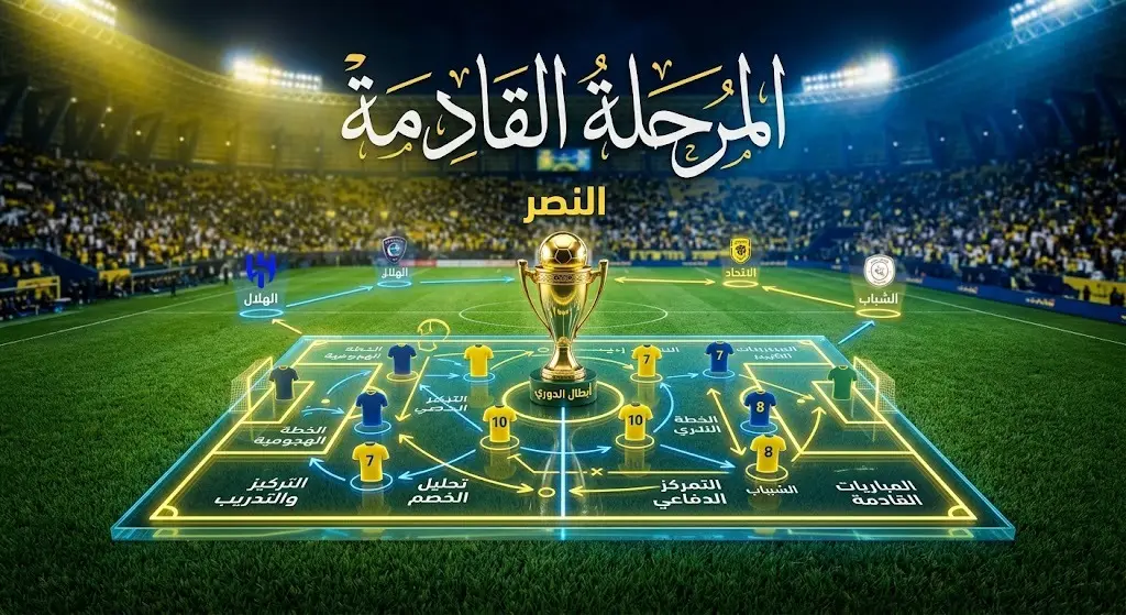 تصميم فني يبرز التحديات الميدانية القادمة للمدرب الجديد مع فريق النصر حامل لقب الدوري السعودي.