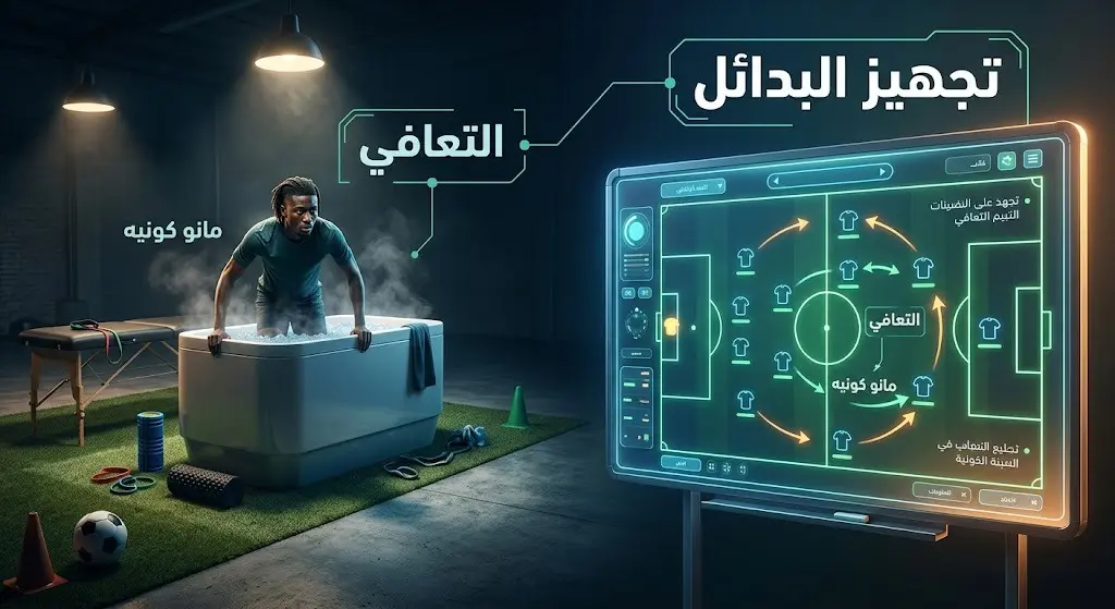 تصميم يدمج بين التدريبات البدنية الانفرادية للتعافي وتجهيز الخيارات التكتيكية البديلة على اللوحة الاستراتيجية.