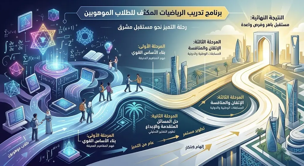 تصميم تعبيري يجسد رحلة التدريب والتأهيل للموهوبين السعوديين على مدار عام كامل بشراكة بين موهبة ووزارة التعليم للوصول إلى منصات التتويج العالمية.