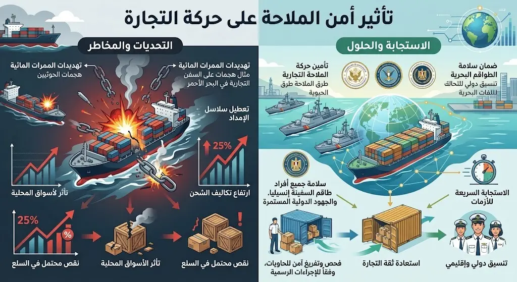 تأثير أمن الملاحة على حركة التجارة