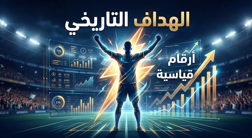 تصميم بصري يستعرض تألق هاري كين الفني وتحطيمه للأرقام القياسية كهداف تاريخي مع فريقه.