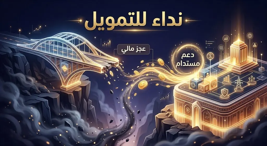 تصميم تعبيري يجسد العجز المالي الحرج الذي يهدد وكالة الأونروا، وأهمية الاستجابة الفورية لسد فجوة التمويل وضمان استمرار العمل الإنساني.
