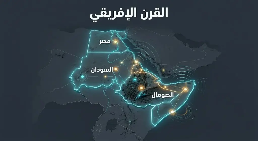 خريطة جيوسياسية لمنطقة القرن الإفريقي تبرز الترابط الأمني بين السودان والصومال والأمن القومي المصري.