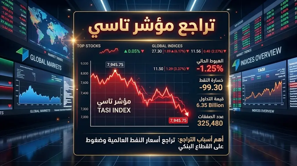 تراجع مؤشر "تاسي" للأسهم السعودية بضغط من 15 قطاعاً.. والعقارية والكيميائية تتصدران المكاسب