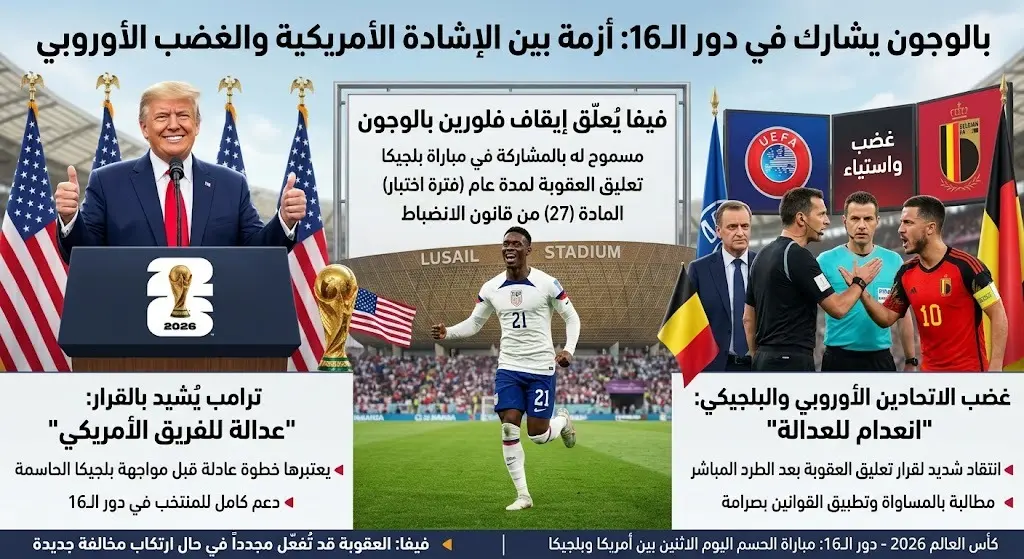 ترامب يشيد بقرار فيفا تعليق إيقاف بالوجون قبل مواجهة بلجيكا وسط غضب الاتحادين الأوروبي والبلجيكي