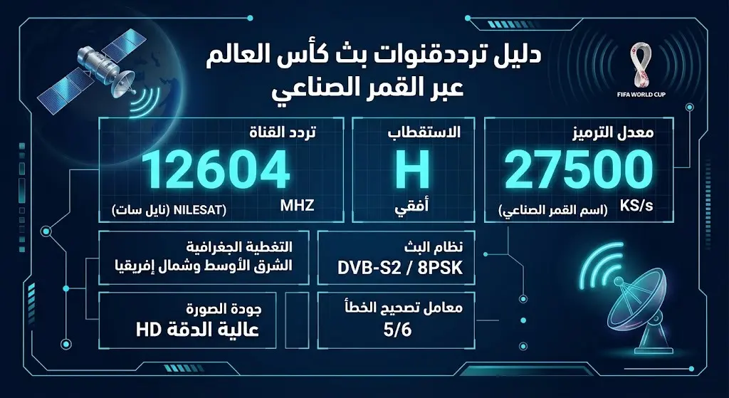 تصميم بياني يوضح تفاصيل ترددات قنوات beIN SPORTS MAX عبر القمر الصناعي نايل سات