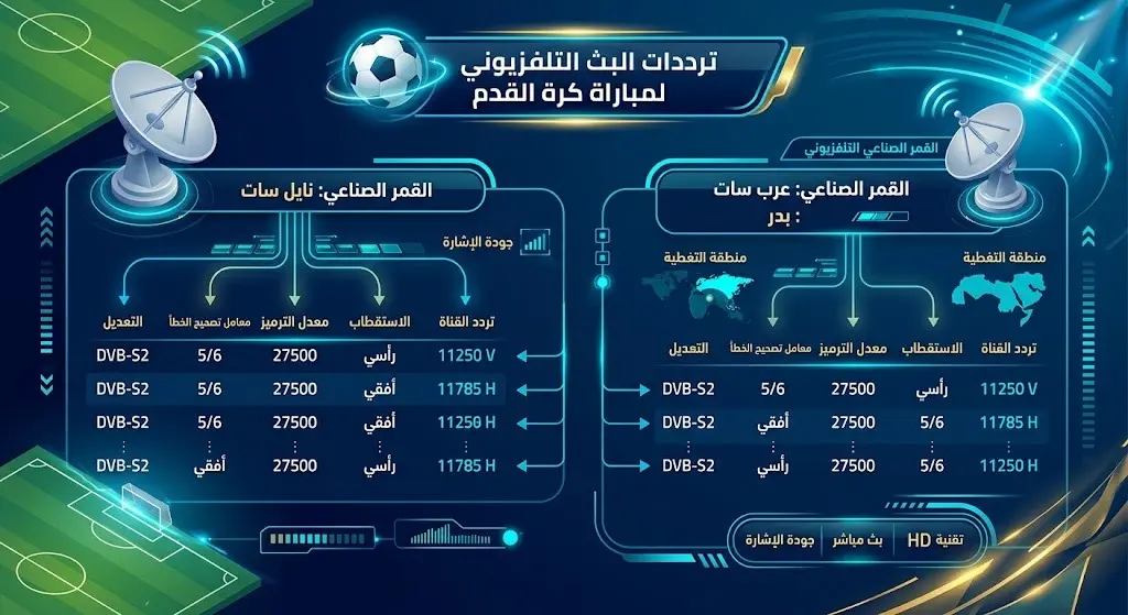 إنفوجرافيك يوضح ترددات القنوات الناقلة لمباراة إنجلترا والنرويج على القمر الصناعي نايل سات