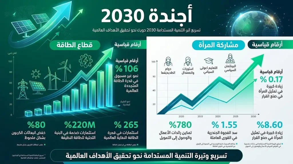 إنفوجرافيك يبرز تسريع الإنجازات في التنمية المستدامة والأرقام القياسية لقطاع الطاقة ومشاركة المرأة