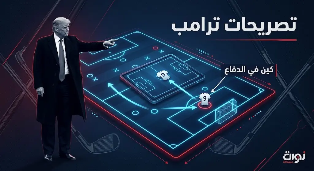 إنفوجرافيك تكتيكي يبرز التراجع الدفاعي لهاري كين وتصريحات ترامب الناقدة للأسلوب الفني للمدرب توخيل