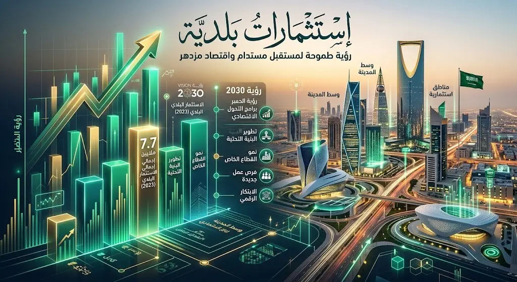 إنفوجرافيك يوضح نمو الاستثمارات البلدية بقيمة 7.7 ملايين ريال لدعم الحركة الاقتصادية في عيون الجواء