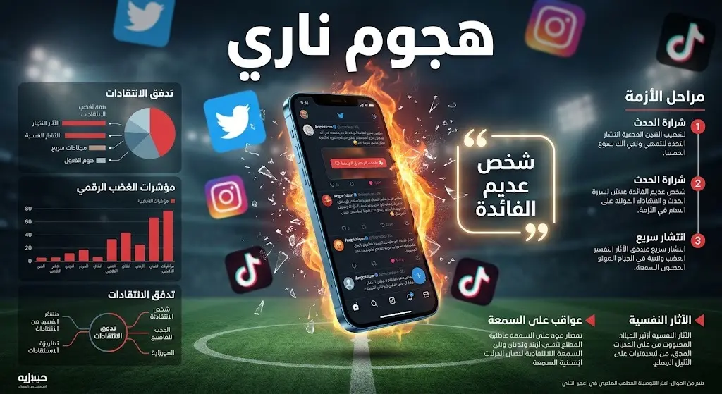 تصميم رقمي احترافي يظهر هاتفاً ذكياً محاطاً بهالة نارية ورموز تواصل اجتماعي مع اقتباسات تبرز التصريحات الهجومية لزوجة اللاعب الأرجنتيني.