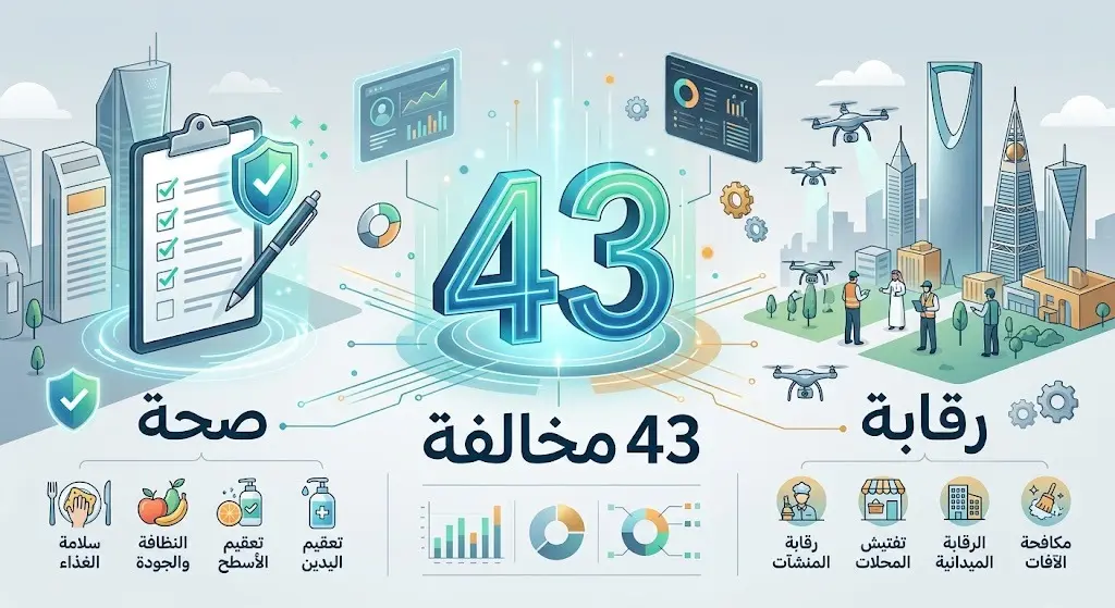 إنفوجرافيك يبرز تحرير 43 مخالفة لاشتراطات الصحة العامة خلال الجولات الرقابية الميدانية