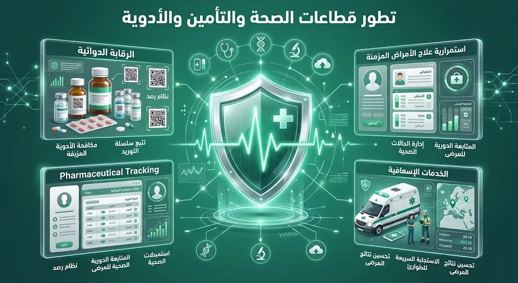 تصميم معلوماتي يبرز مسارات تطوير القطاع الصحي وأنظمة الرقابة الدوائية والخدمات الإسعافية